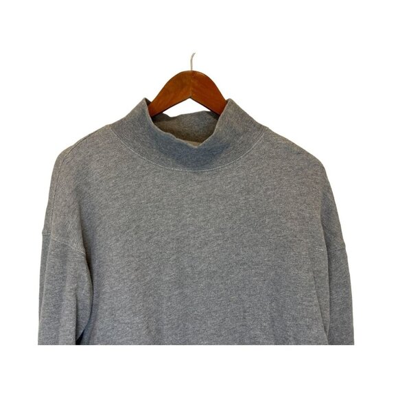 Free People Terrycloth Sweater Oversized Pullover High-neck Open Sides Gray Cott - Picture 3 of 6